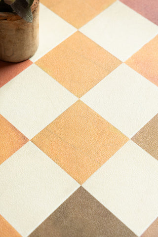 An image showing the earth ombre colours on the Terracotta Checkered Durable Runner. 