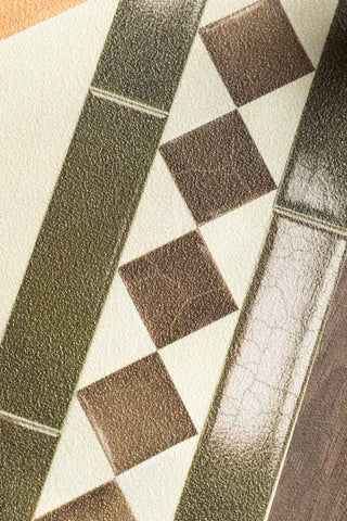 A detail showing the vinyl texture of the Terracotta Checkered Durable Runner. 