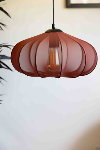 Lifestyle image of the Terracotta Mesh Pendant Light