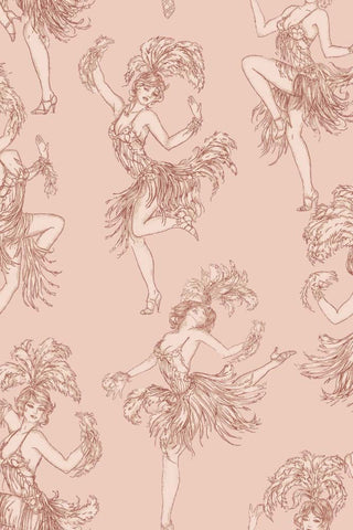 The beautiful dancer illustration of the Cha Cha Cha Wallpaper in Watermelon Blush.