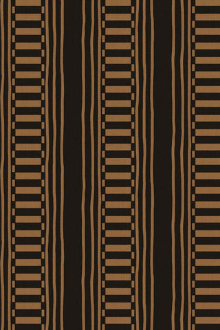 A close up detail of the vertical and horizontal stripes that make up the The Curiosity Shop Stripe Wallpaper in Noir. 