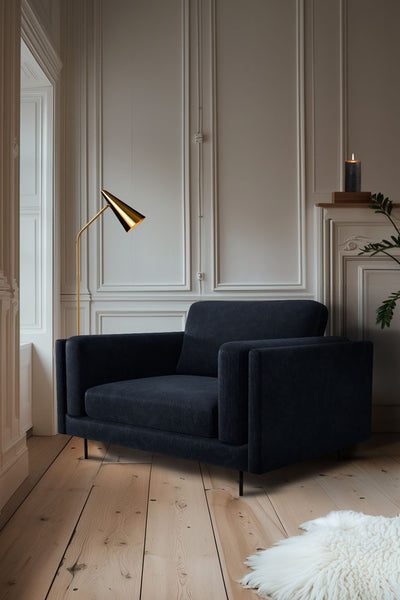 The Grace Love Seat In Luxe Needlecord Velvet Midnight Navy