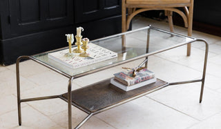 Landscape image of the Henry Antique Brass & Glass Coffee Table