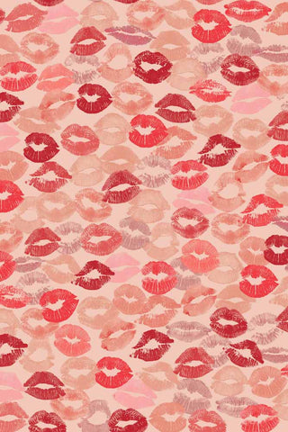 Close up of the lip kiss pattern on The Kiss Me Lipstick Wallpaper.