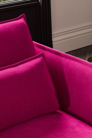 Close-up of the back/cushions of The Lola 2 Seater Sofa in Harry's Pink Velvet.