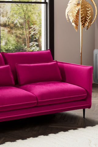 Close-up of one side of The Lola 3 Seater Sofa in Harry's Pink Velvet.