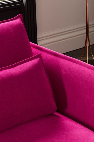 Close-up of the back/cushions of The Lola 3 Seater Sofa in Harry's Pink Velvet.