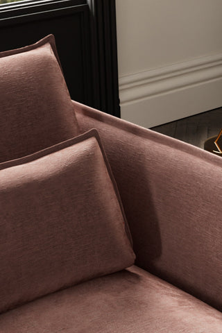 Close-up of the seat/cushion of The Lola 2 Seater Sofa in Luxe Pink Velvet.