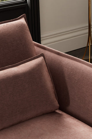 Close-up of the back/cushion of The Lola 3 Seater Sofa in Luxe Pink Velvet.