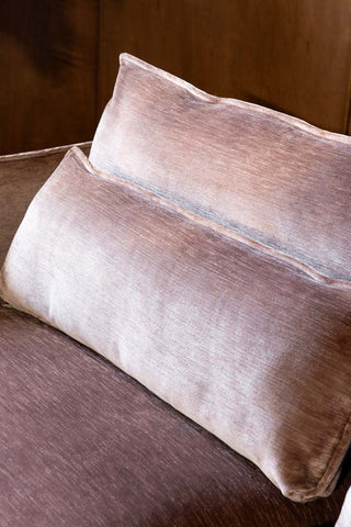 Close-up of the cushions of The Lola 4 Seater Sofa in Luxe Pink Velvet.