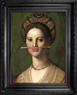 The Orange Pencil Canvas with Printed Frame.