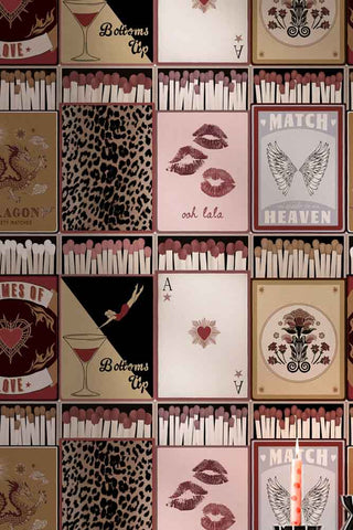 The illustrations of The Perfect Match Wallpaper in Peach.