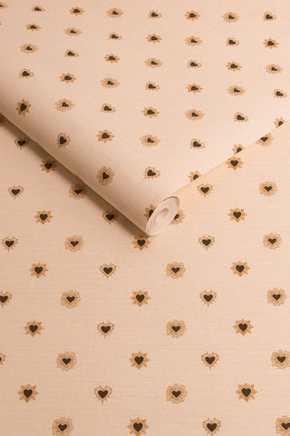 Roll of The Sacred Hearts Wallpaper in Ivory Noir. 