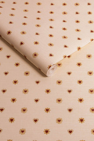 Roll of The Sacred Hearts Wallpaper in Ivory Red. 