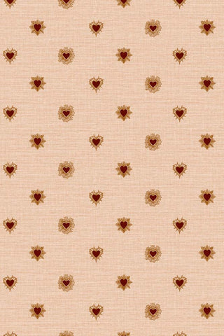 The Milagro motifs of The Sacred Hearts Wallpaper in Ivory Red. 