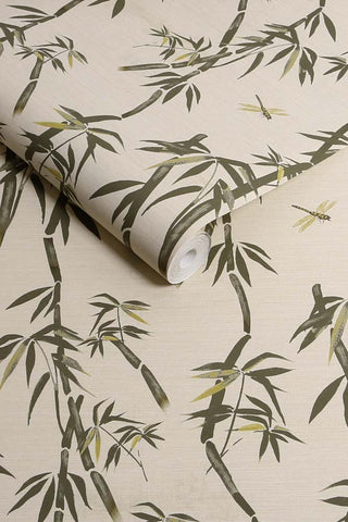 Roll of The Wham Bamboo Wallpaper in Ivory Green