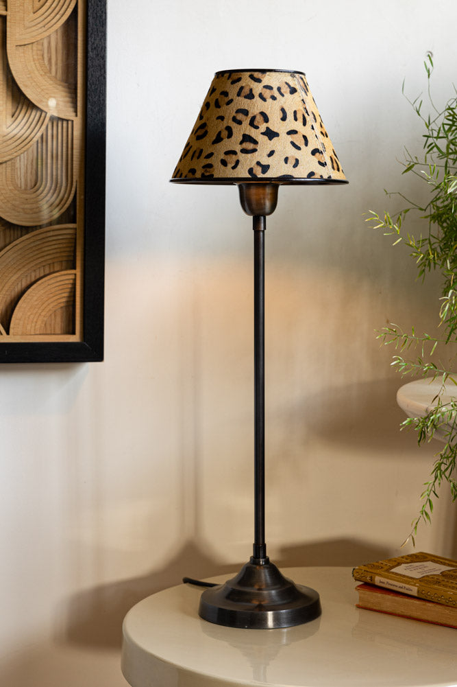 Thin Table Lamp With Leopard Shade