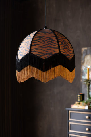 Image of the Tiger Print Double Tassel Edge Ceiling Light