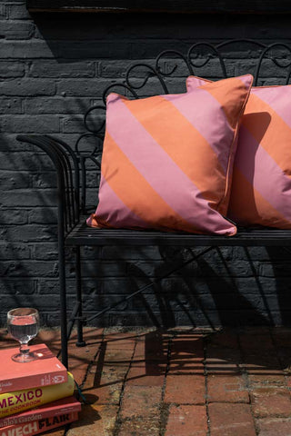 Image of the Pink & Coral Stripe Outdoor Garden Cushion