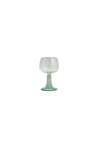Image of the 70s French Style Wine Glass In Green on a white background