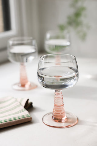 Image of the colour for the 70s French Style Wine Glass In Pink