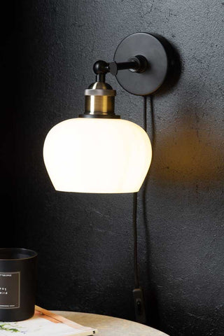 Image of the Beautiful Glass Plug In Wall Light on
