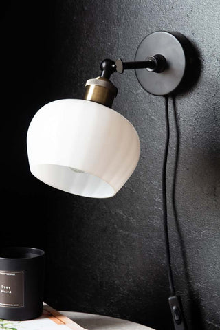 Image of the Beautiful Glass Plug In Wall Light