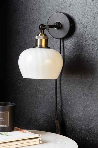 Detail image of the Beautiful Glass Plug In Wall Light