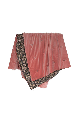 Image of the Vintage Pink Reversible Velvet Throw on a white background