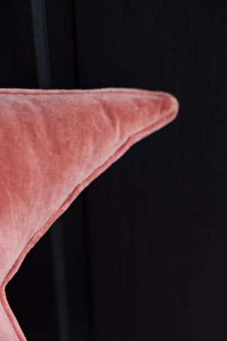 Detail image of the Vintage Pink Star Velvet Cushion