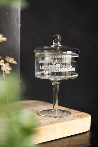 Detail image of the Vintage-Style Stemmed Glass Storage Jar with Lid