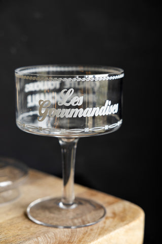 Image of the Vintage-Style Stemmed Glass Storage Jar with Lid with the lid off
