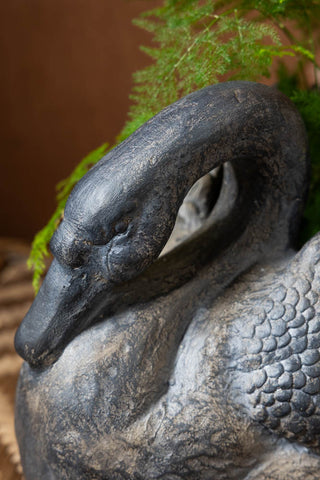Close-up image of the Vintage-Style Swan Planter