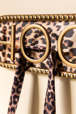Close-up image of the Vintaged-Style Leopard Print Wall Hooks