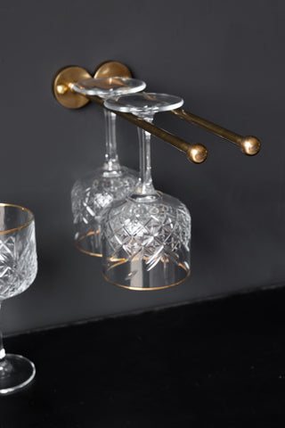 Detail image of the Wall Mounted Brass Wine Glass Holder