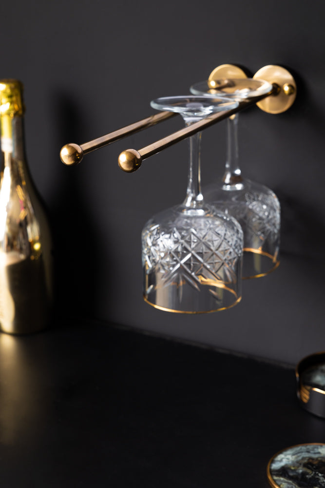 Wall Mounted Brass Wine Glass Holder Rockett St George