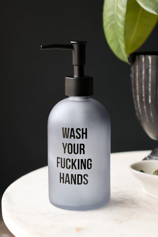 Lifestyle image of the Wash Your Fucking Hands Soap Dispenser