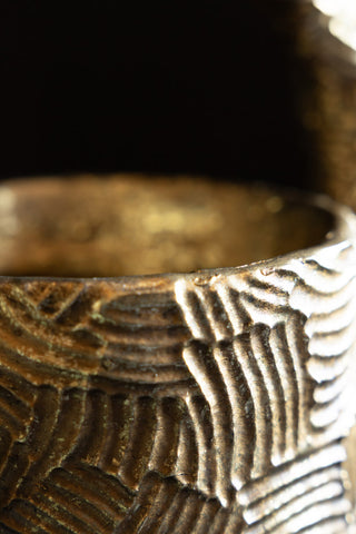 Close-up image of the Waving Arms Gold Vase