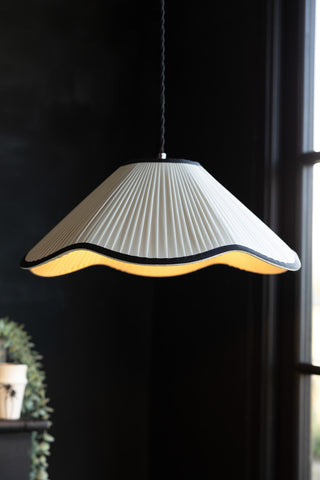 Lifestyle image of the Scalloped Pleated Easyfit Ceiling Light Shade - Black & Natural