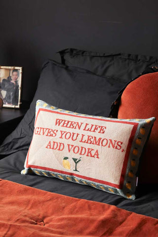 Lifestyle image of the When Life Gives You Lemons Add Vodka Cushion