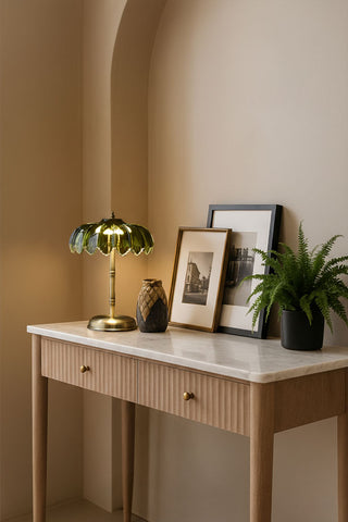 Image of the White Marble 2-Drawer Console Table