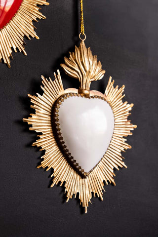 Detail image of the White Milagro Heart Wall Hanging Decoration