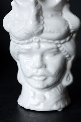Close-up image of the Sicilian-Inspired Ceramic Head Vase - Man