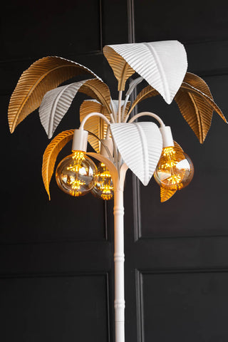 Image of the White Palm Tree Floor Lamp with black background