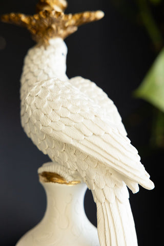 Image of the finish for the Large White Ornate Parrot Candlestick Holder