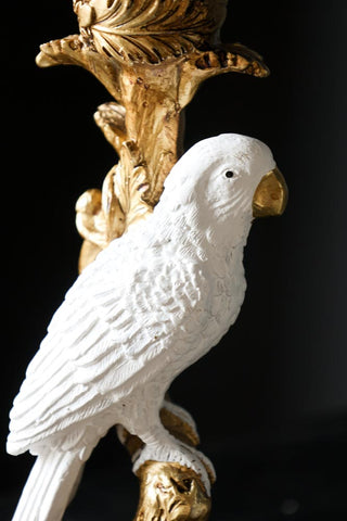Detail image of the White Parrot Candlestick Holder