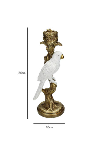 Dimension image of the White Parrot Candlestick Holder