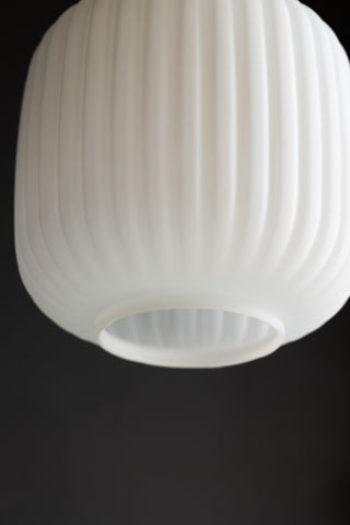 Image of the finish of the White Ribbed Glass & Gold Ceiling Light