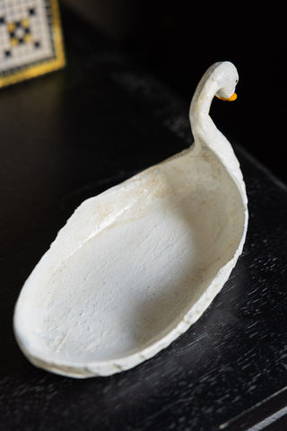 White Swan Cast Iron Trinket Dish shown empty. 
