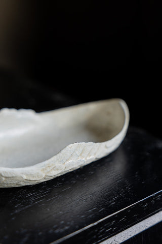 The side of the White Swan Cast Iron Trinket Dish. 